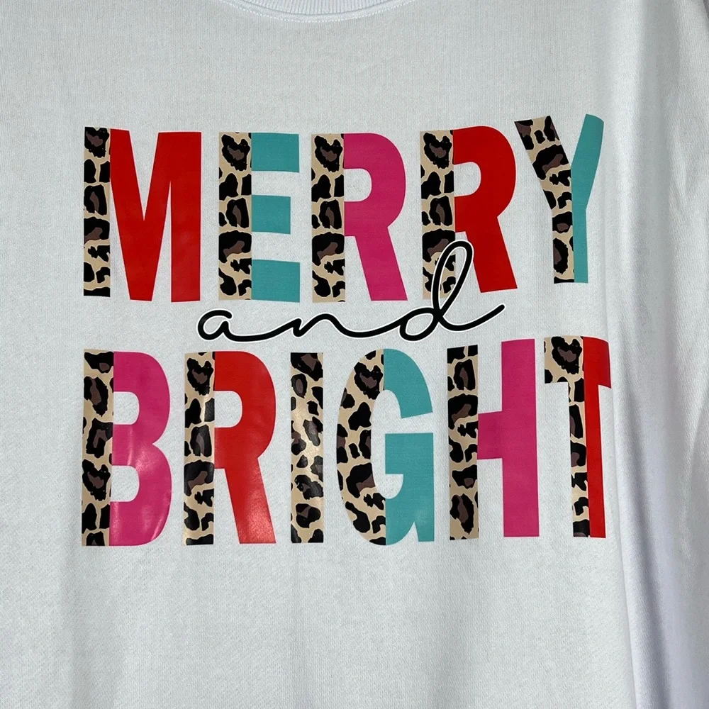 White “Merry and Bright” sweater, size 2X - Picture 3 of 5